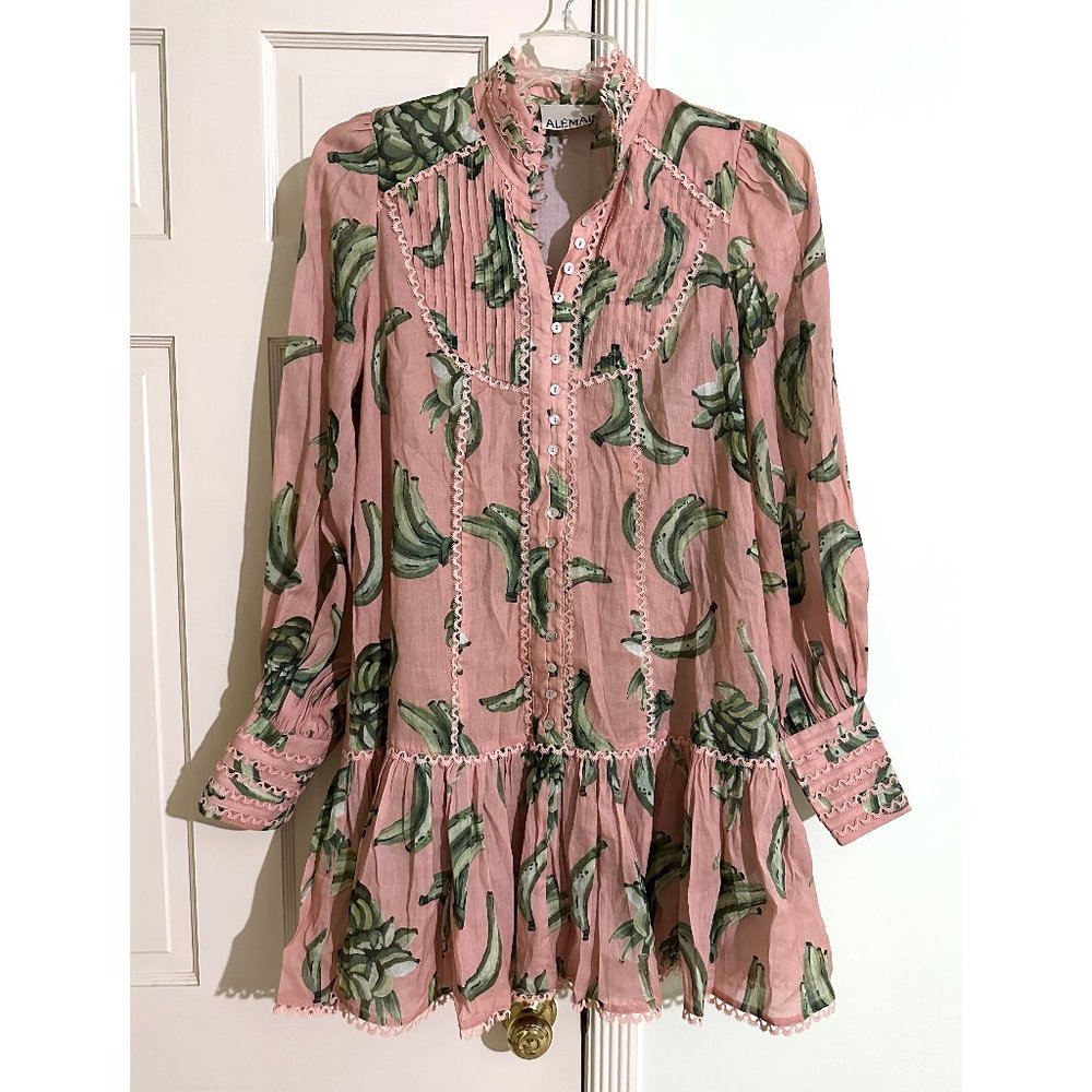 Alemais Pink Mini Dress with Green Banana Print - Picture 3 of 16